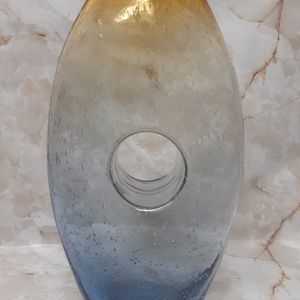 Murano style art glass rainbow swirl bubble glass vase with donut hole